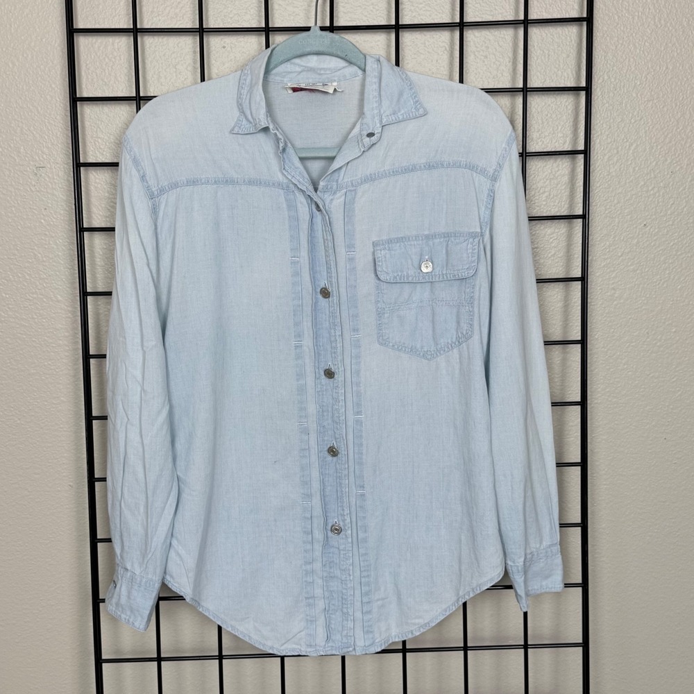 Ralph Lauren Authentic Dungarees Shirt Womens 6 Blue Chambray Denim Made in USA